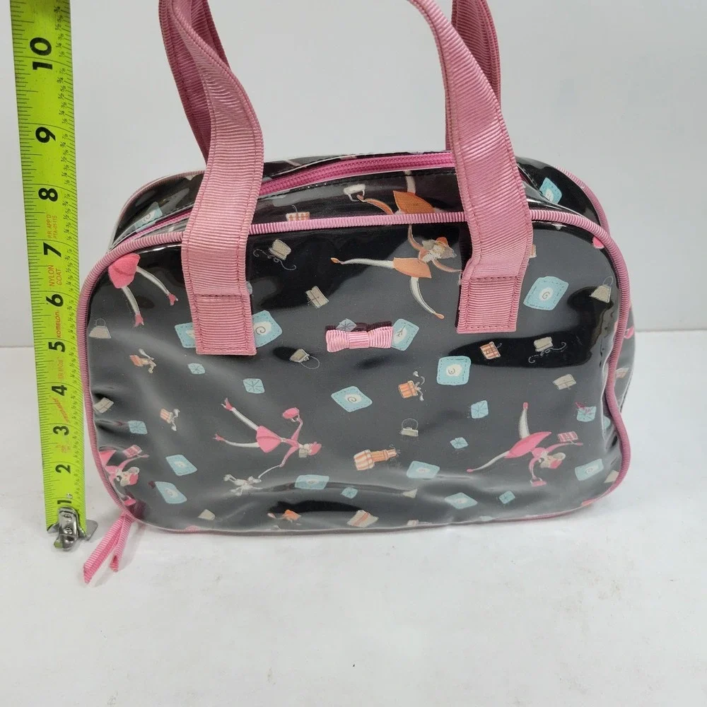 Liz Claiborne 3 Pc Travel Set Cosmetic Bag Black Pink Flamingo Makeup Case